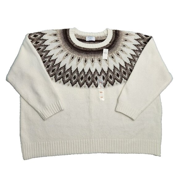 Old Navy Women 2XL Cream Aztec Western Wool Blend Pullover Sweater NWT - Picture 1 of 12